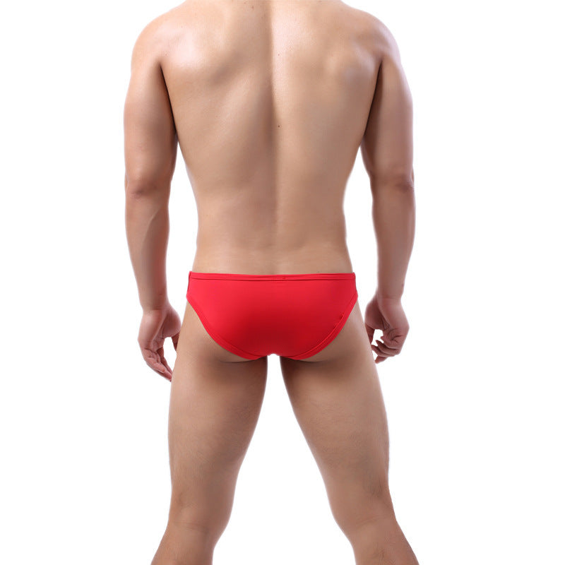 Men's Ice Silk Briefs with Mesh Edge - Comfortable Low Waist Underwear