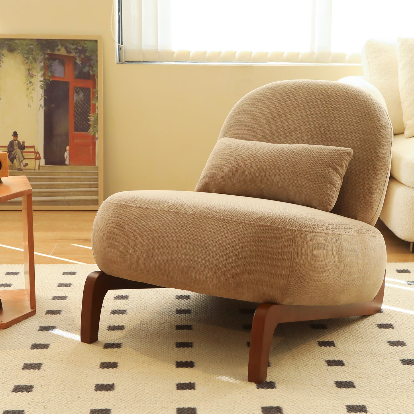 Cozy Accent Chair with Solid Wood Legs - Set of 2, Camel