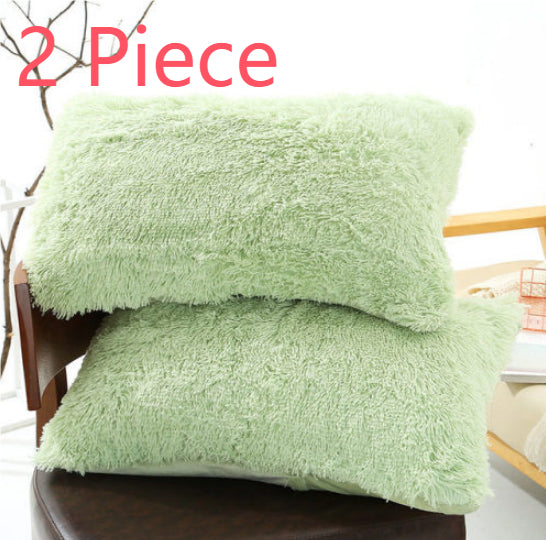 Winter Plush Pillowcase Set - Fluffy Long Plush & Velvet Bedding