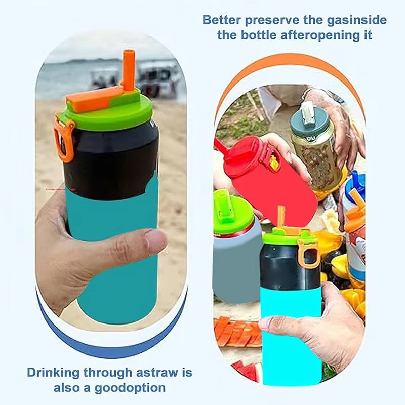Reusable Soda Can Lid with Straw - Fits Standard Coke & Beverage Cans