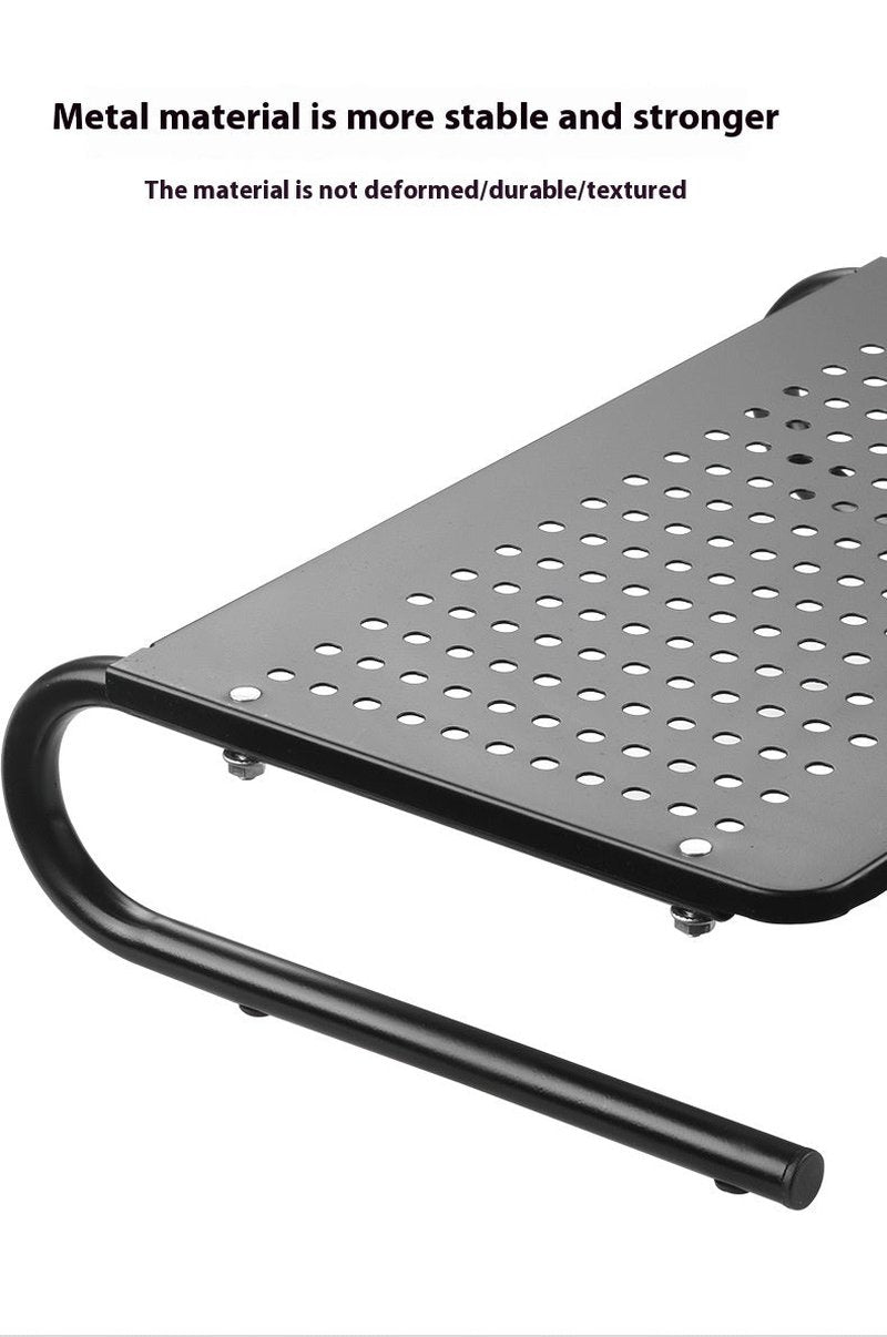 Elevated Laptop Desk Stand with Storage Rack - Black, 37cm