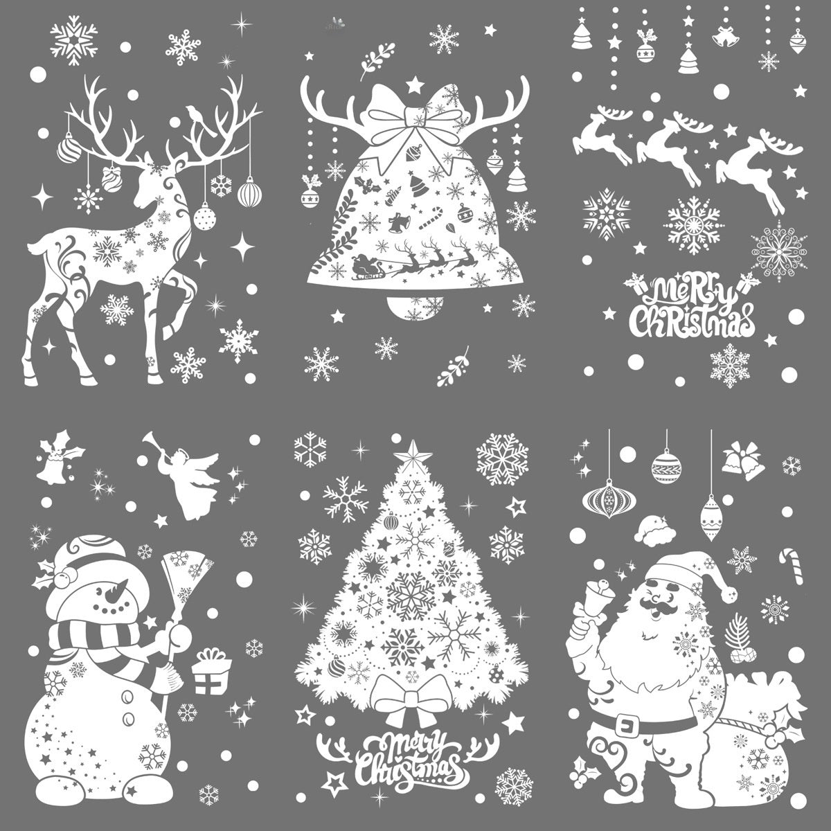 Christmas Window Stickers - Snowman Deer Sled & Holiday Decor Sets
