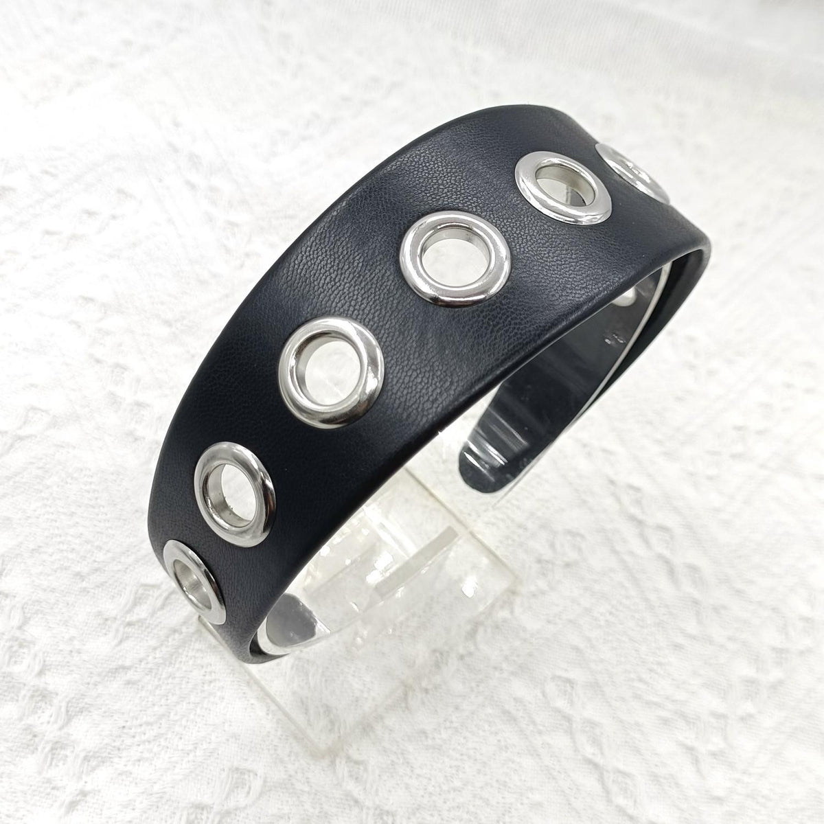 Rivet Punk Headband - Wide Style, Black