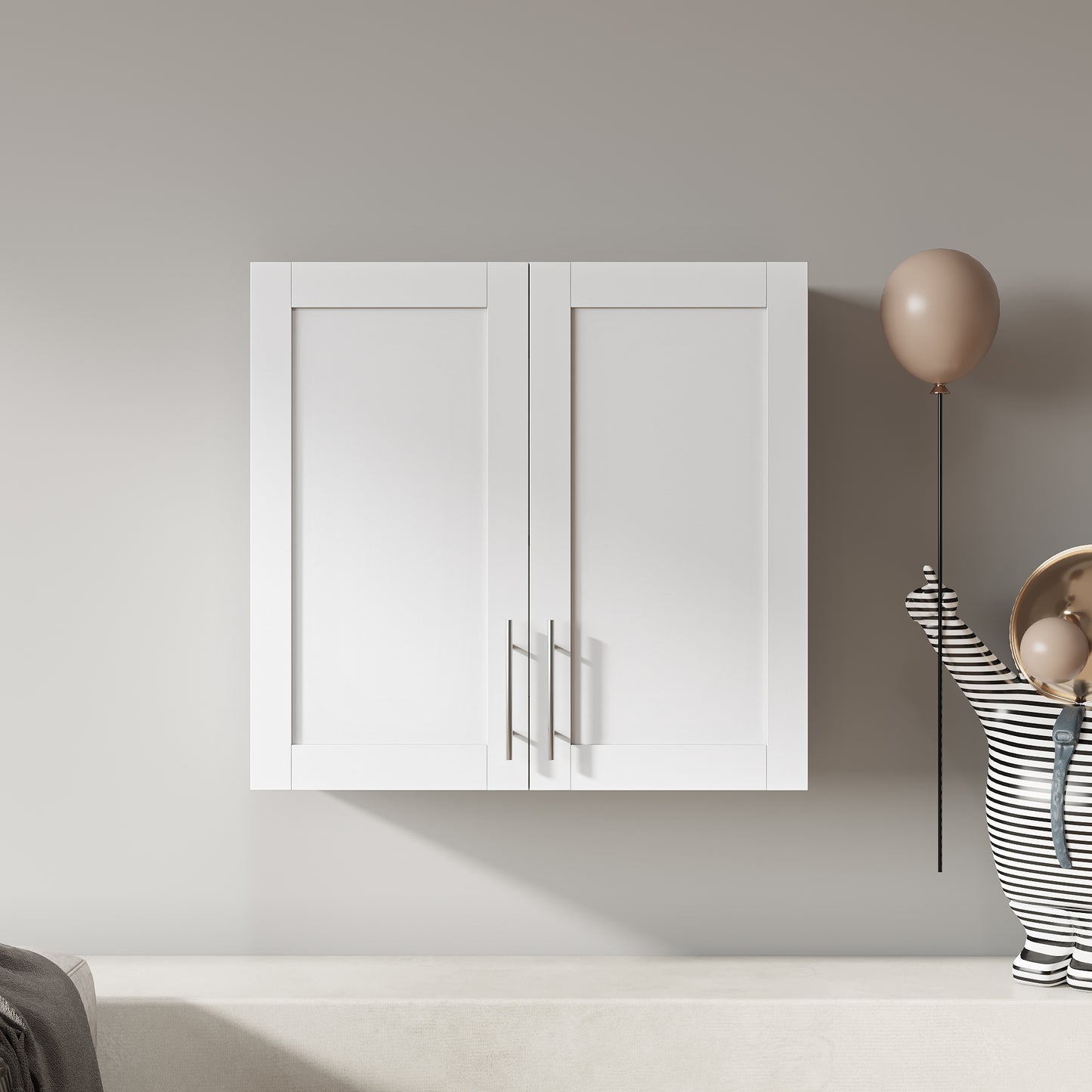 Stackable Wall Mounted Storage Cabinet - 11.81"D x 31.50"W x 29.92"H - White