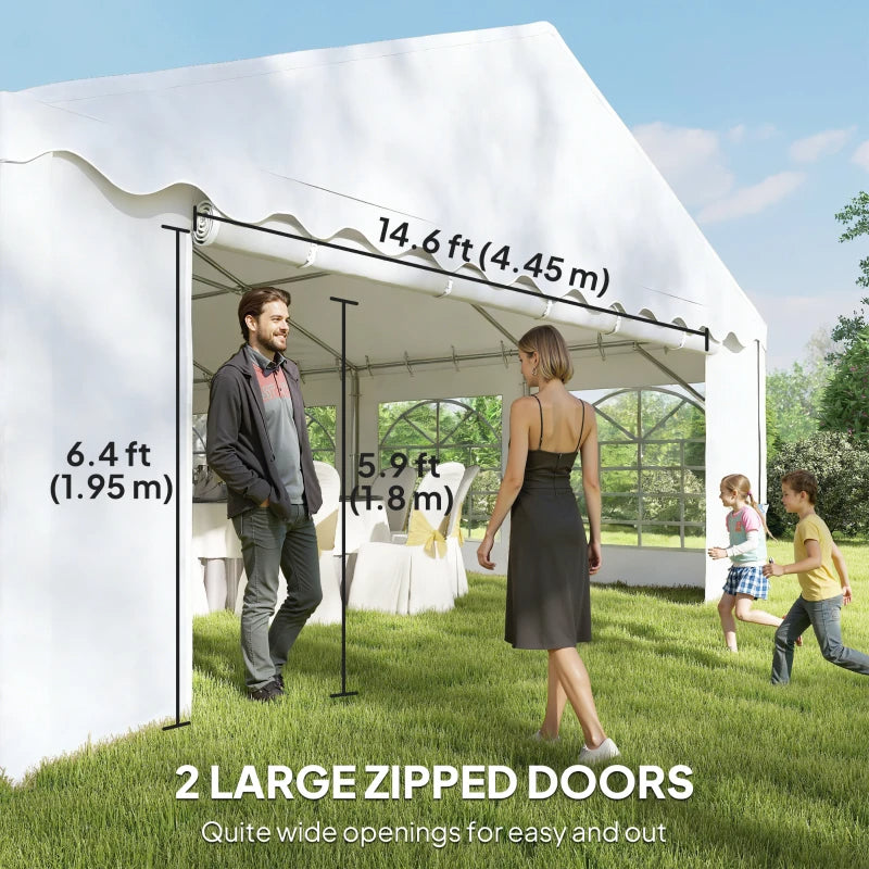 12-Window Outdoor Party Tent with Removable Sidewalls - White