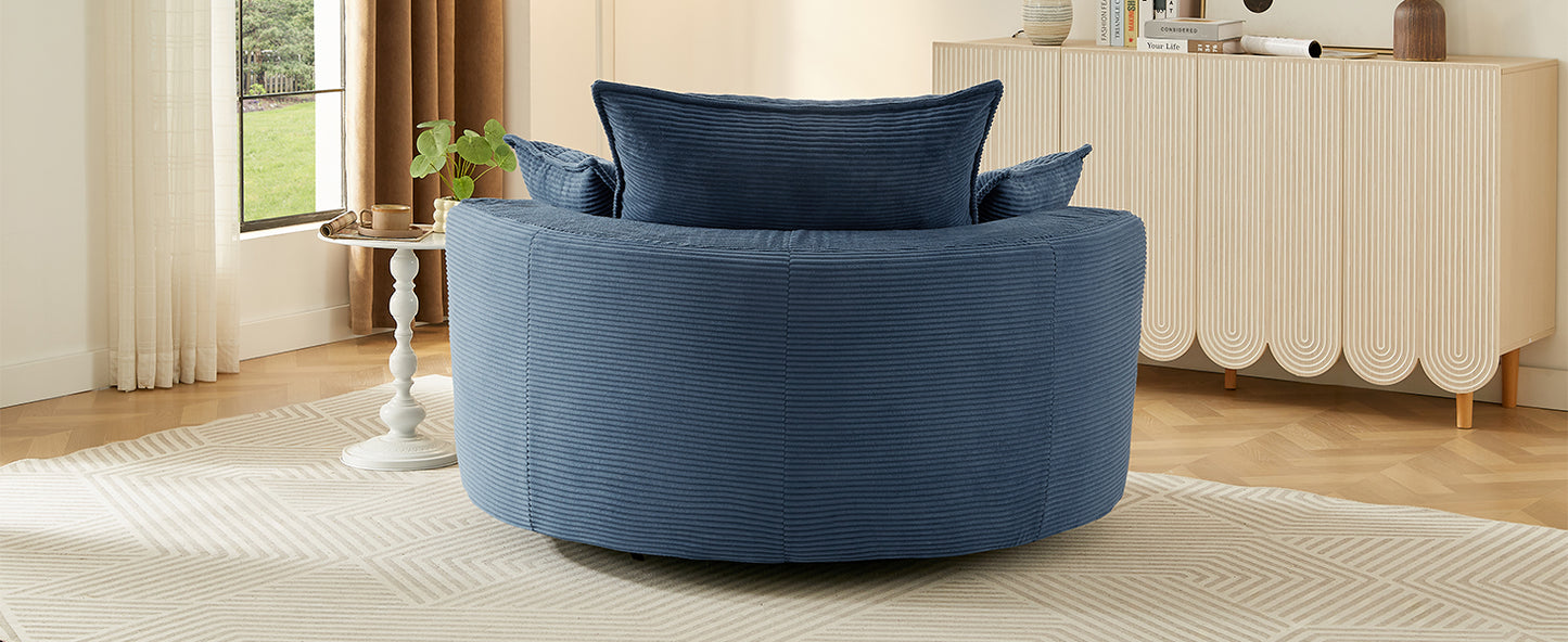 360° Swivel Accent Chair with Dual-Layer Cushion - Blue