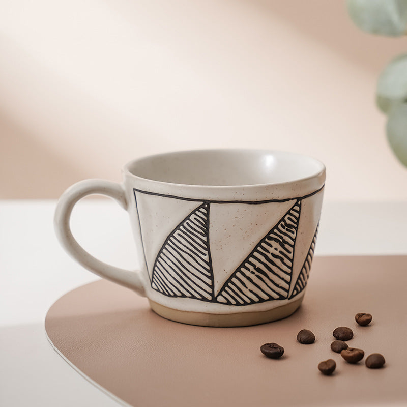 Small Blue Flower Stoneware Coffee Cup - Multiple Styles 360ml