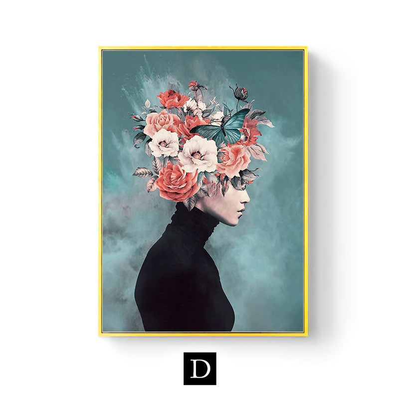 Abstract Floral Canvas Wall Art Poster for Living Room Decor