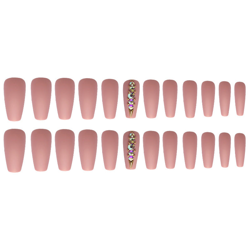 Flesh Diamond Nail Tips - 24 Piece Kit with Glue