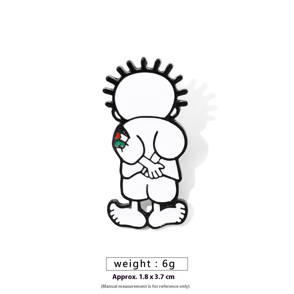 Free Palestine Flag Brooch Pin - Gold & Black Badge for Clothes & Accessories