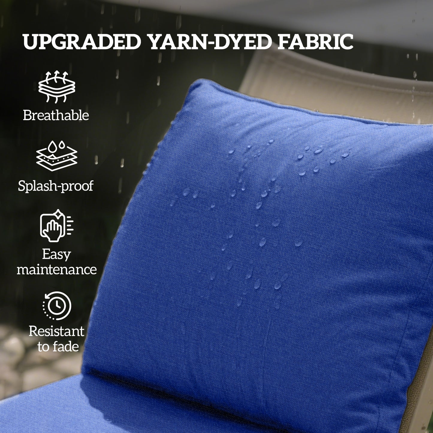 Outdoor Chair Cushion Set of 4 - Fade Resistant Navy Blue