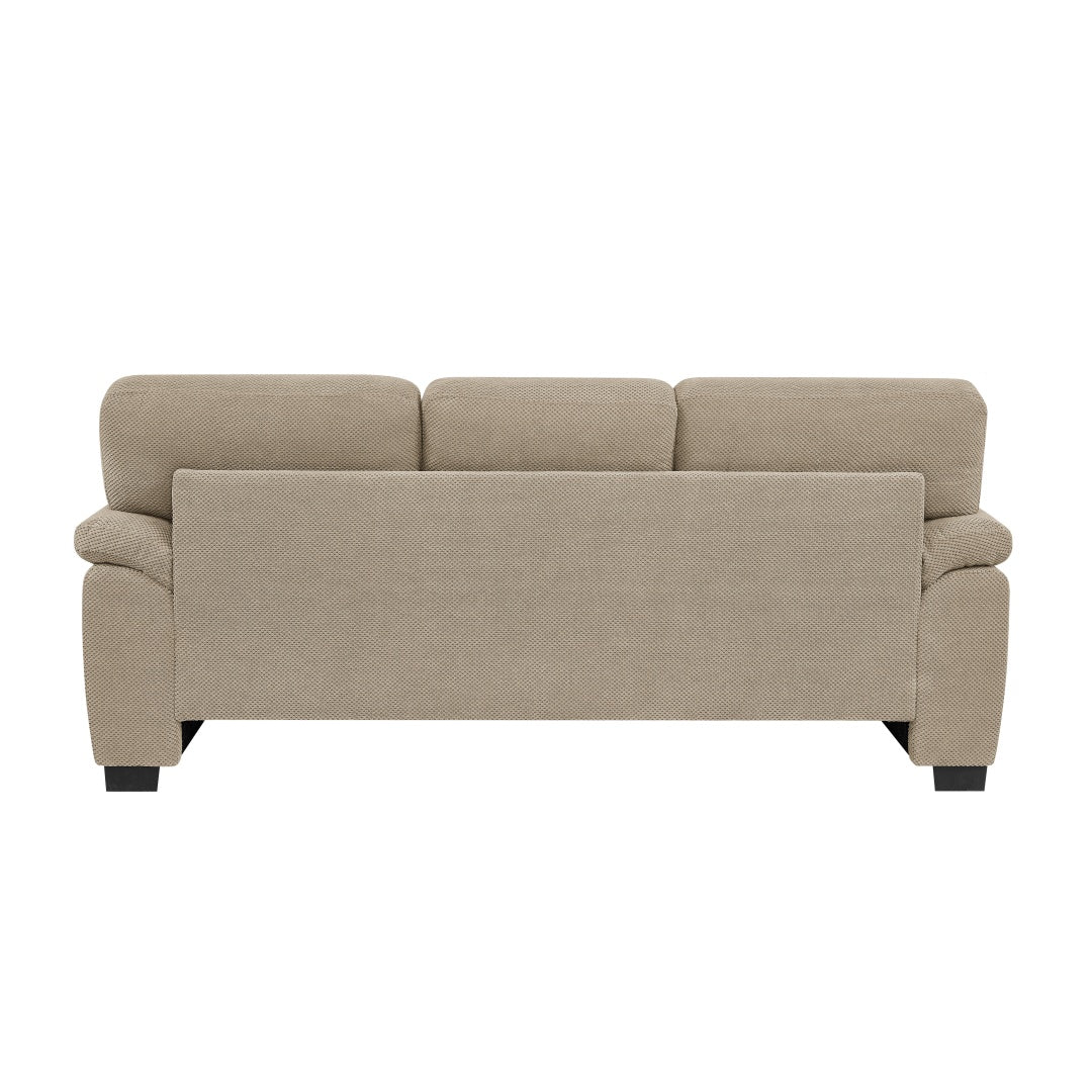 Modern 3-Seater Sofa - Upholstered Textured Fabric Couch - Camel