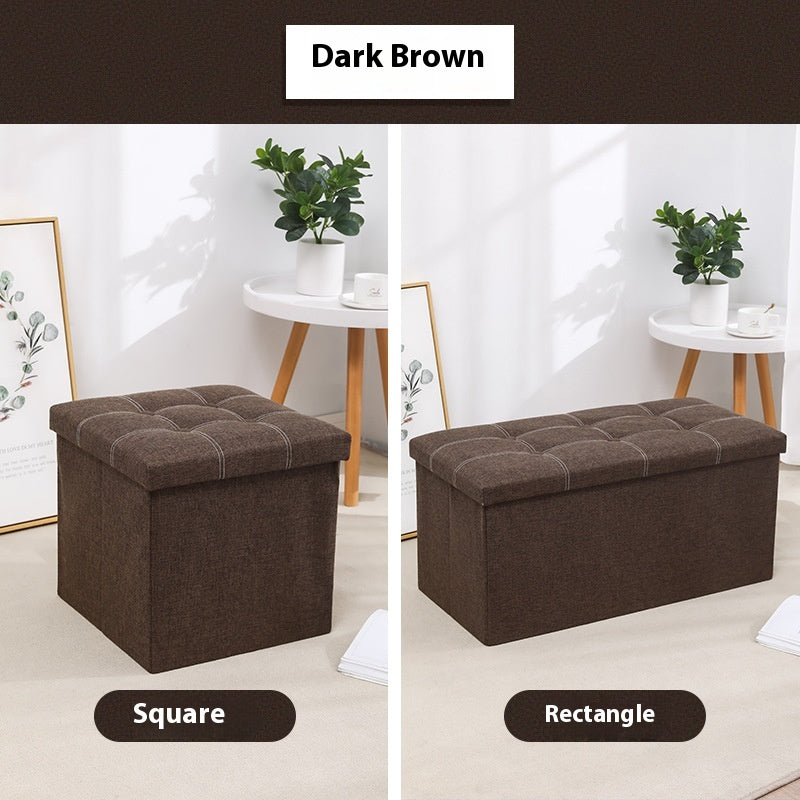 Foldable Shoe Storage Bench with Cotton Linen Upholstery - Multi-Color