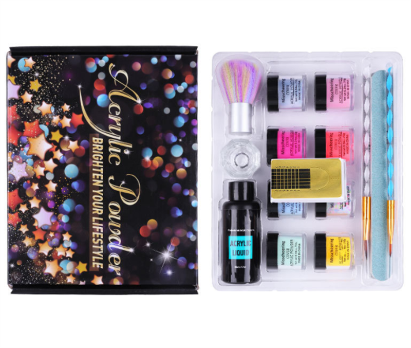 Crystal Nail Extension Powder Set - 6 Colors, 350g