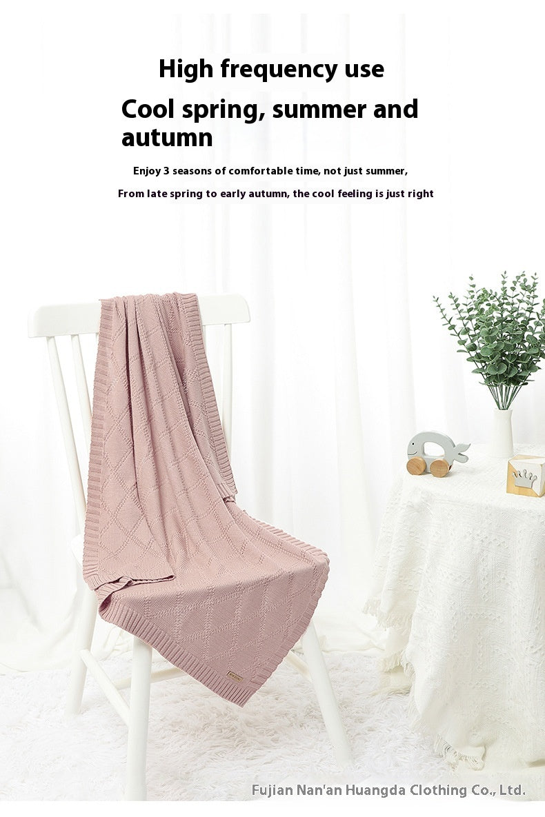 Baby Knitted Blanket 70x90cm Cotton Solid Color Bedding for Toddler