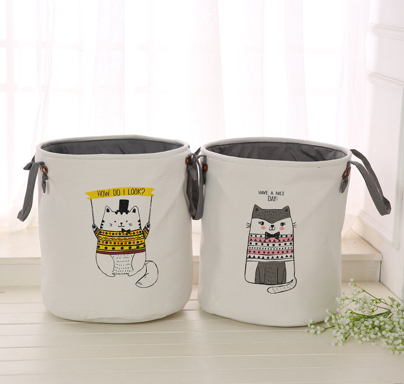 Double Bucket for Clothes Storage - Cartoon Design, 35x40cm