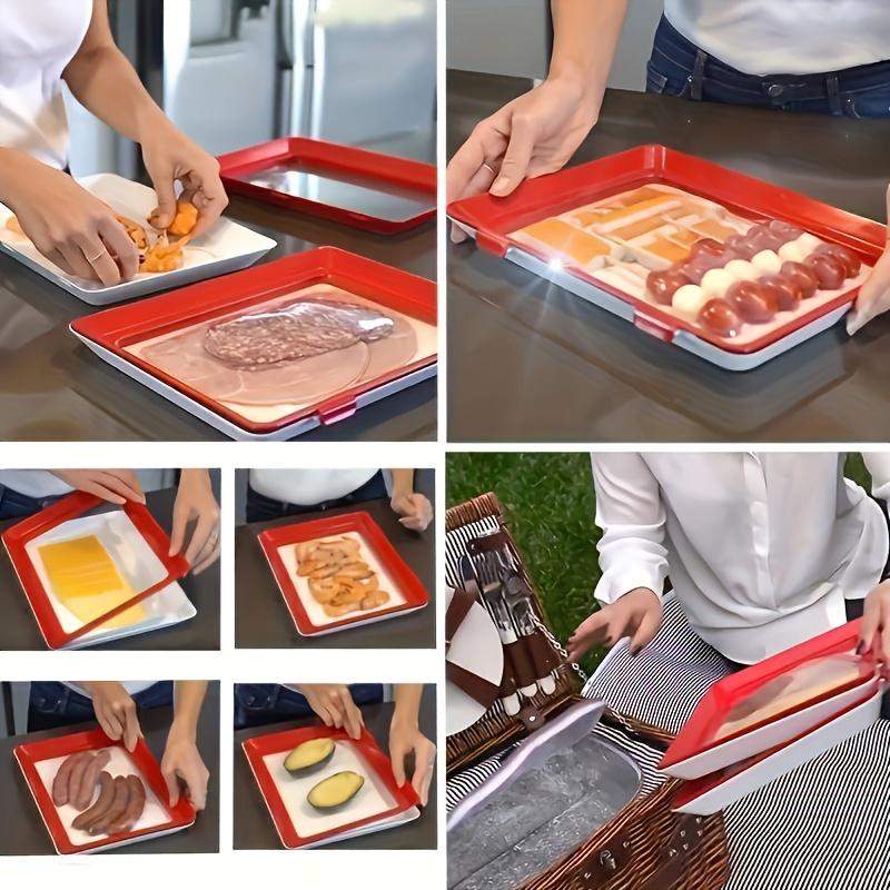 Disposable Red Plastic Food Tray Thickened Rectangular Serving