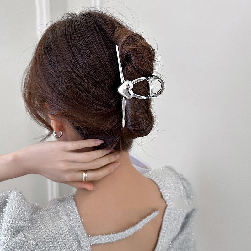 Metal Love Hair Clip - Silver & Gold Plating