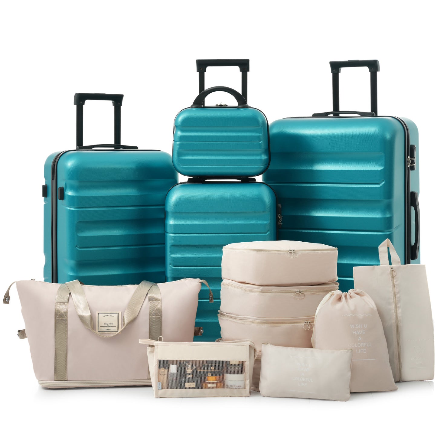 Hardshell ABS Luggage Set - Lightweight Suitcases with Dual Spinner Wheels - Blue