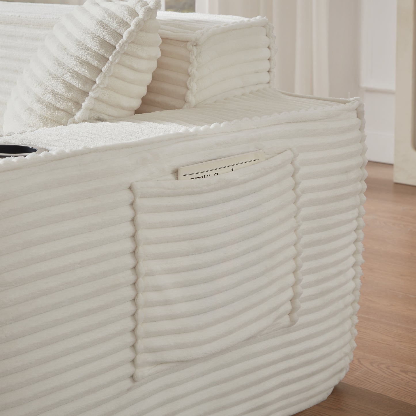 Compact 1-Seater Sofa - No Assembly, Modern Corduroy Design - White