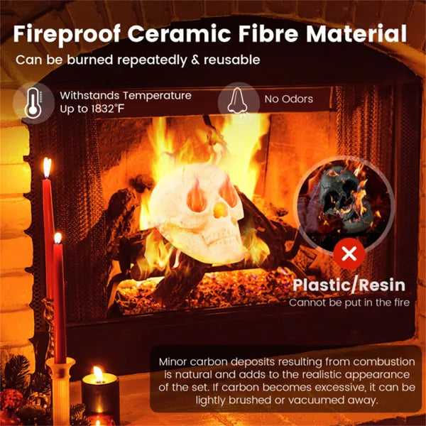Realistic Human Skull Fire Pit Decoration - Halloween Decor