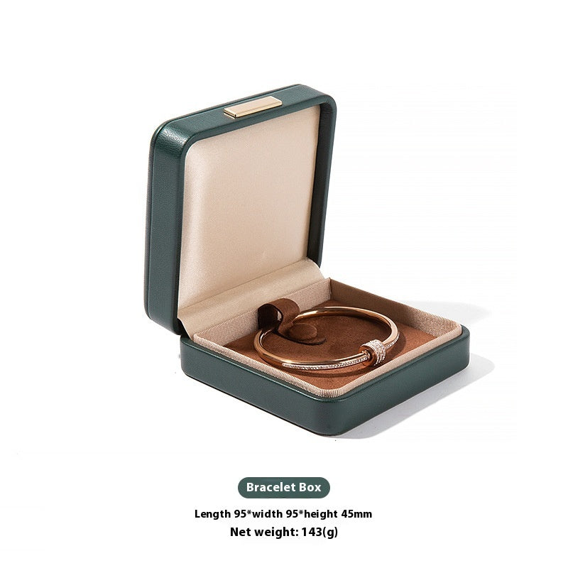 High-Grade PU Leather Jewelry Storage Box with Rounded Corners