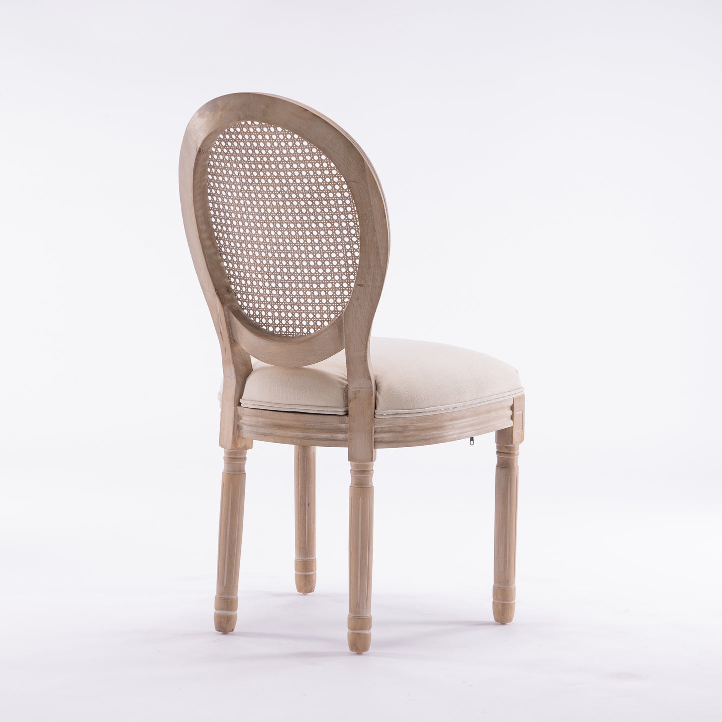 French Country Dining Chairs - Set of 2 Beige Wooden Frame