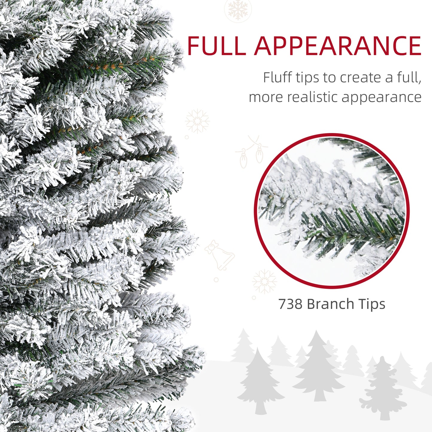 7.5ft Flocked Artificial Christmas Tree - Snow-Flocked Green