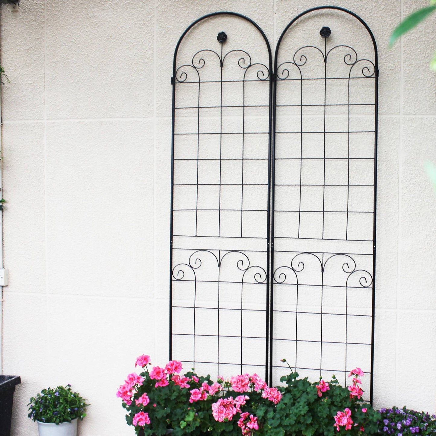 Metal Garden Trellis Pack for Climbing Plants Outdoor Support Black 4 Pack