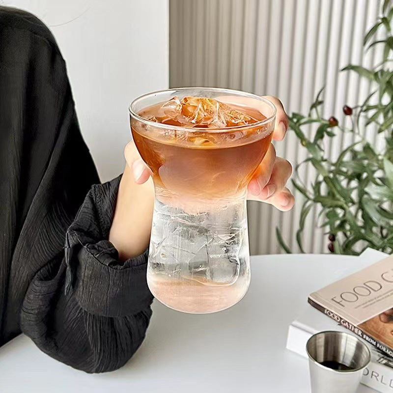 Ins Style Glass Ice Coffee Cup - 400ml Borosilicate Drinkware
