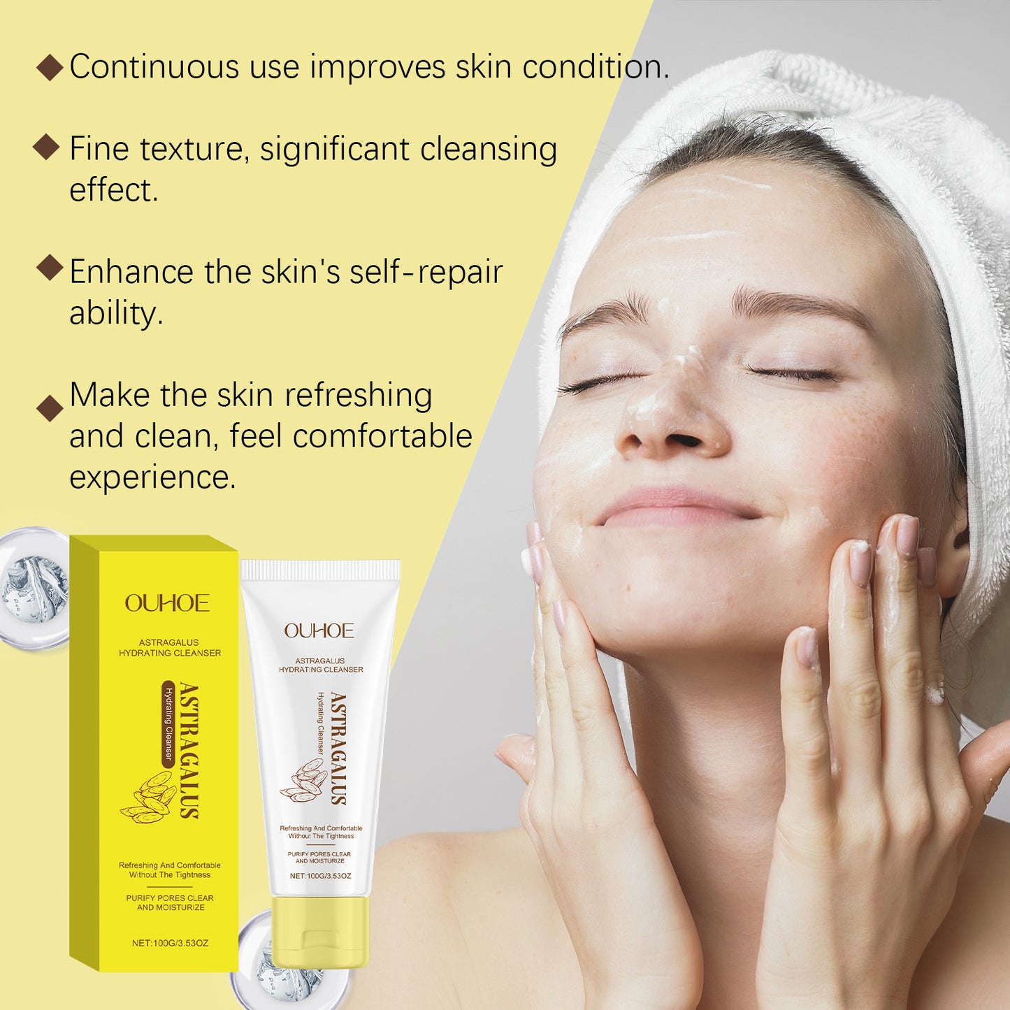 Astragalus Facial Cleanser - Gentle Hydrating Face Wash for Daily Use