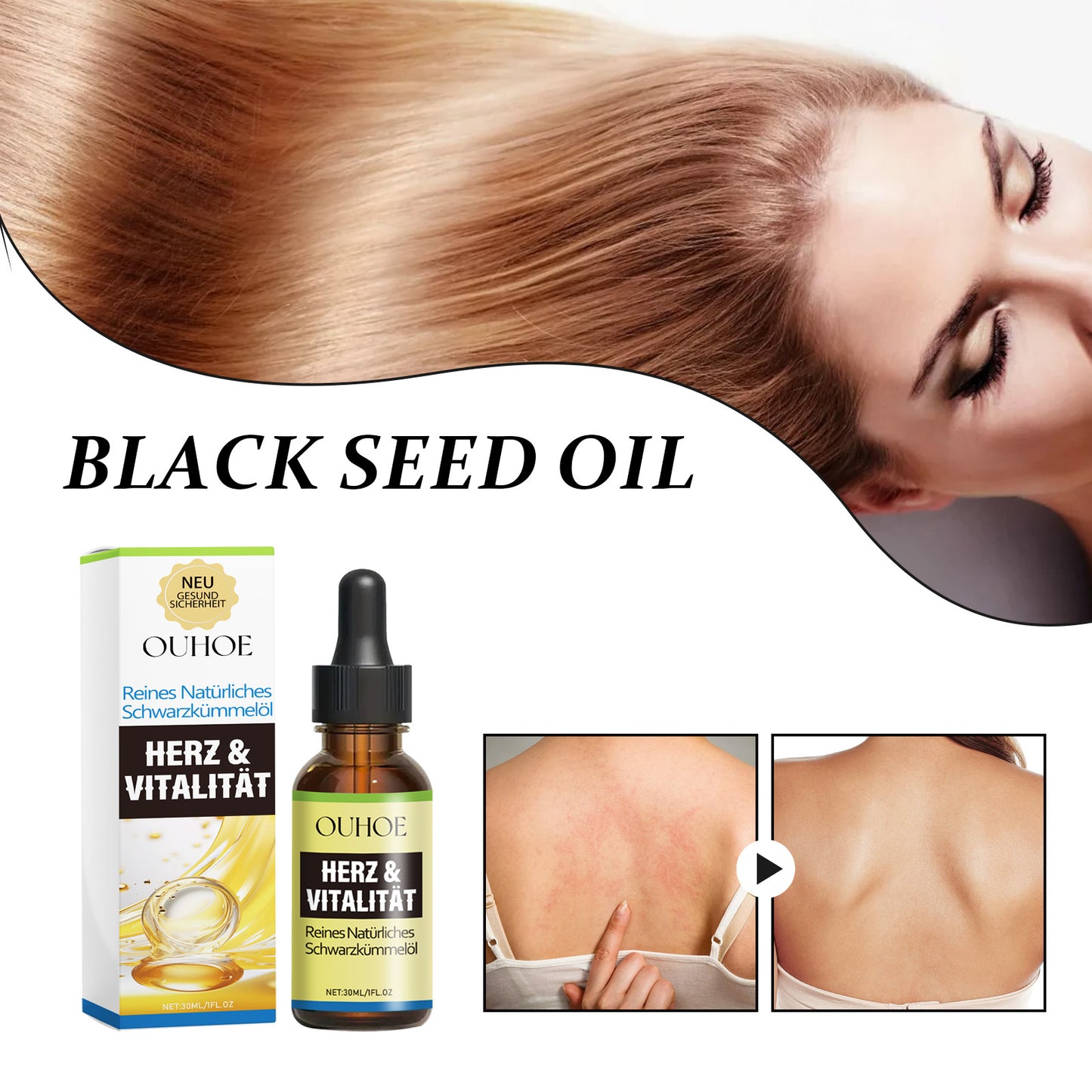 Natural Black Seed Hair and Body Oil - Moisturizing Hair Growth Essence