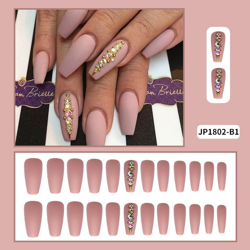 Flesh Diamond Nail Tips - 24 Piece Kit with Glue