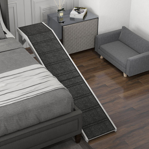 Wooden Dog Ramp with Non-Slip Carpet and Top Platform - 74 Inch Pet Steps