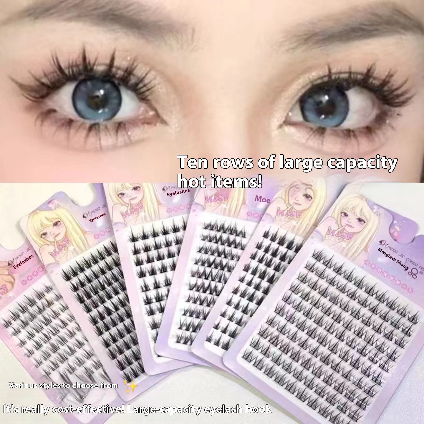 Large Capacity False Eyelashes 10 Rows for Natural & Dramatic Looks