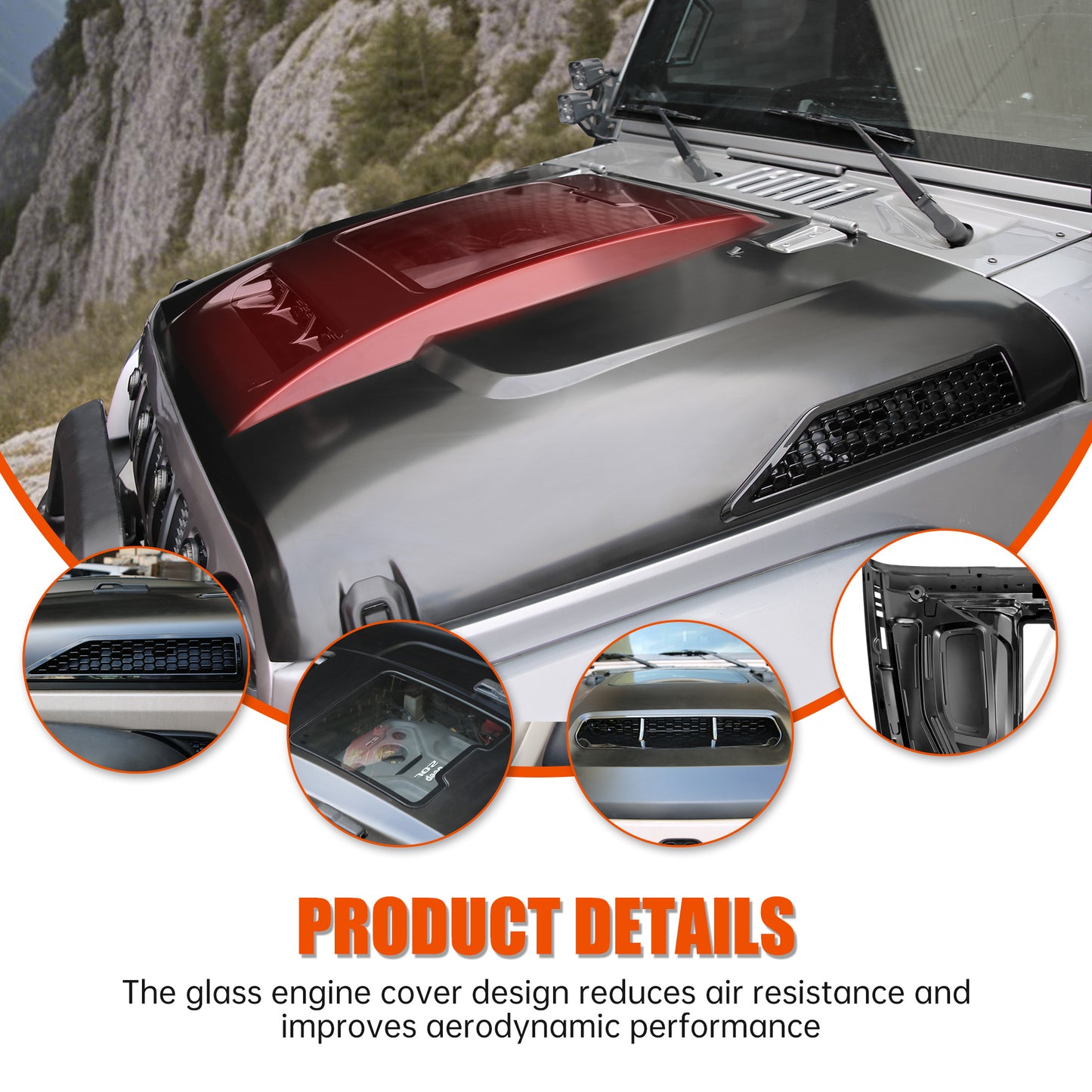 Replacement Hood Vented Heat Dispersion For 2007-2017 Wrangler JK JKU
