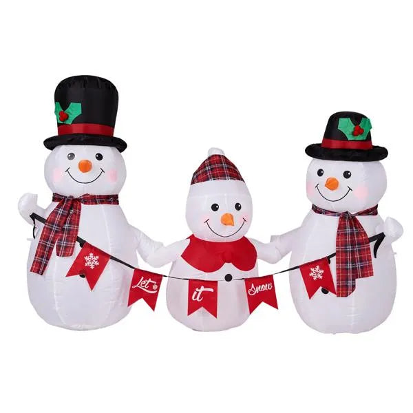 6.2FT Inflatable Snowman Family Decoration with LED Lights
