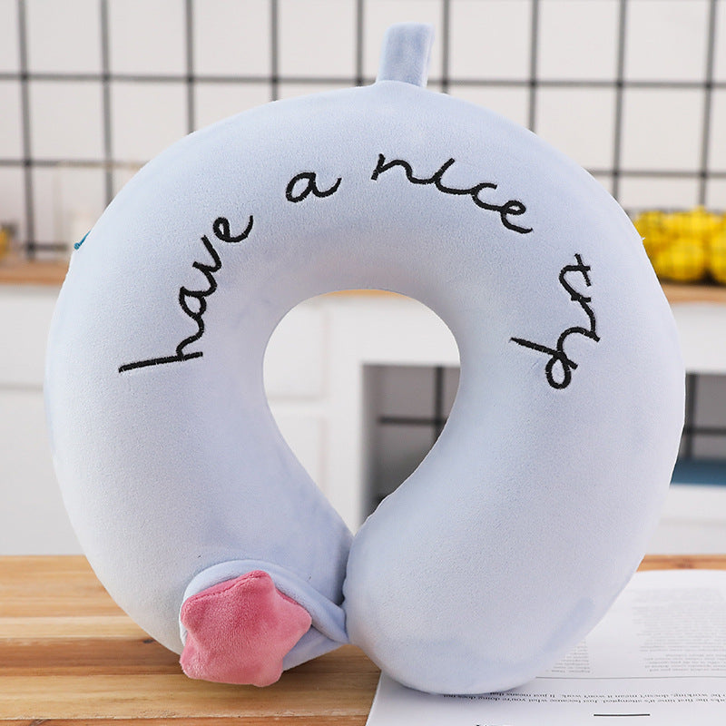 Cartoon Memory Cotton U-Shaped Cervical Pillow - Adjustable Colors