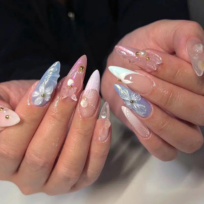 3D Rhinestone Fake Nails Set - Multiple Colors for Nail Art & Manicure