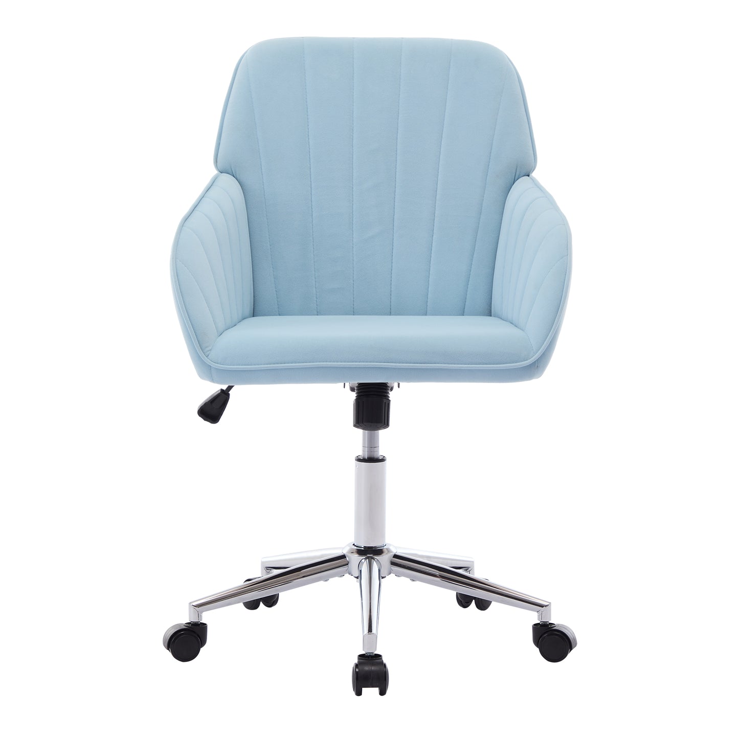 Ergonomic Swivel Office Chair - Adjustable Velvet Seat in Baby Blue