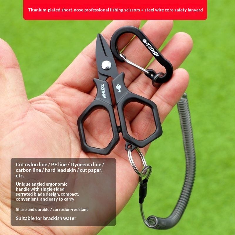 Multi-Function Stainless Steel Fishing Scissors with Safety Lanyard