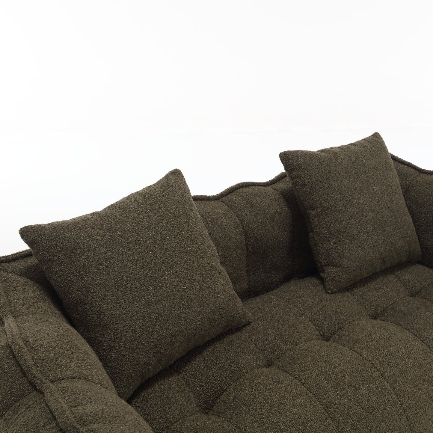 Olive Green Soft Beanbag Chair for Two - Chenille Foam Recliner