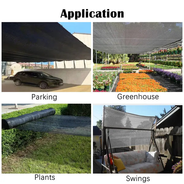 6.5ft x 12ft Black Sunshade Netting Fabric - UV Protection