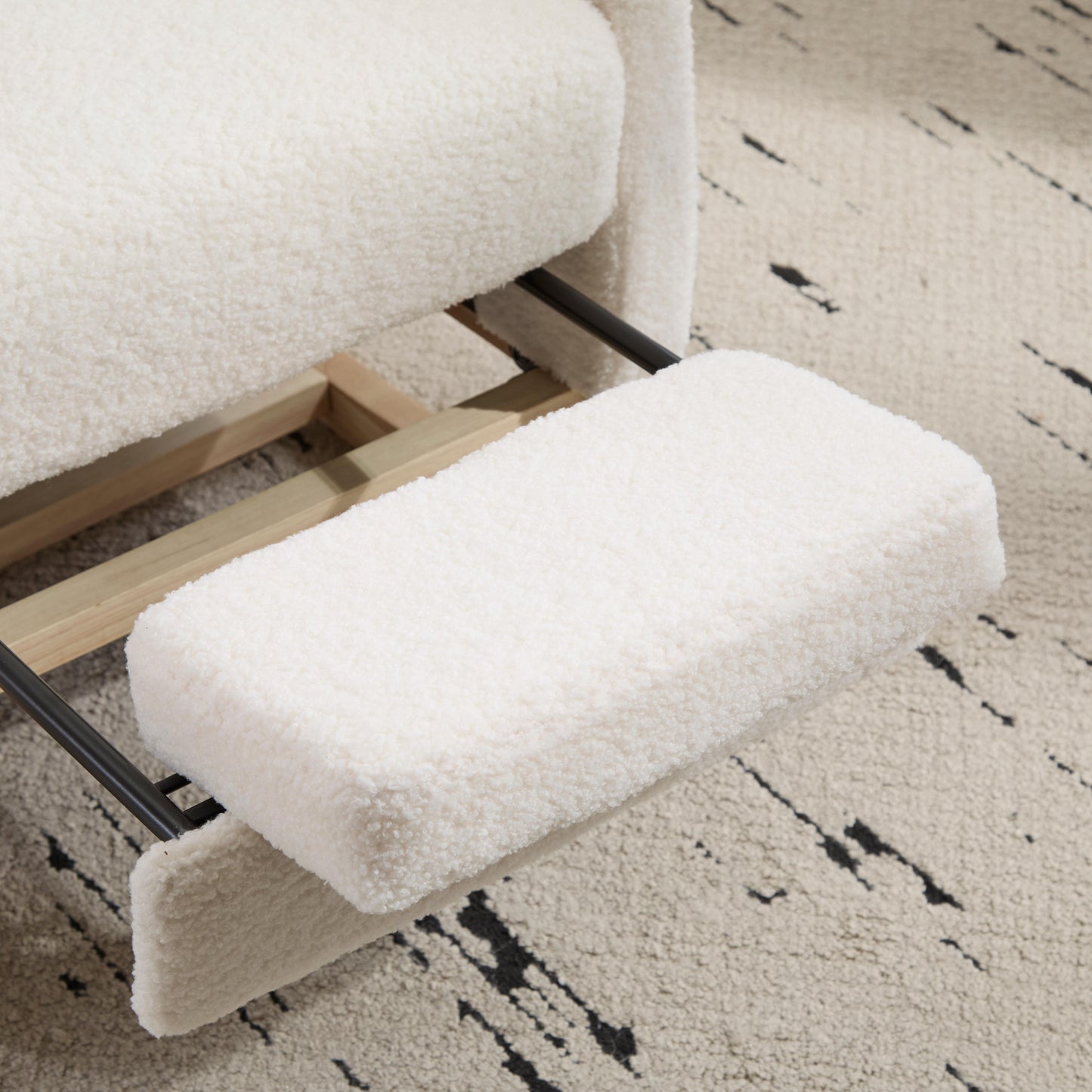 Upholstered Rocking Chair with Solid Wood Legs - White