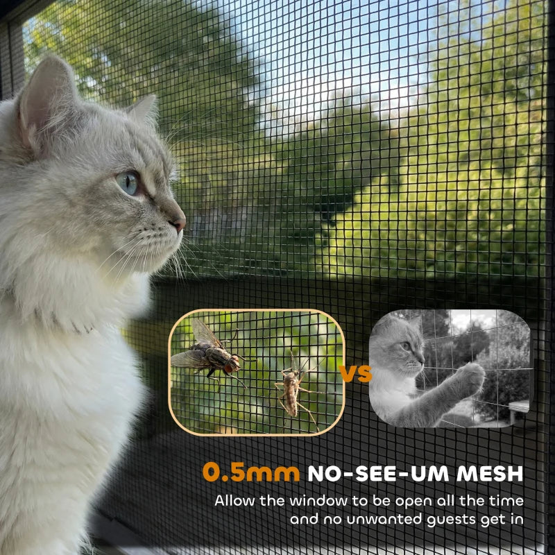Outdoor Cat Enclosure with Waterproof Roof and Window Box - Gray, 39.4"L