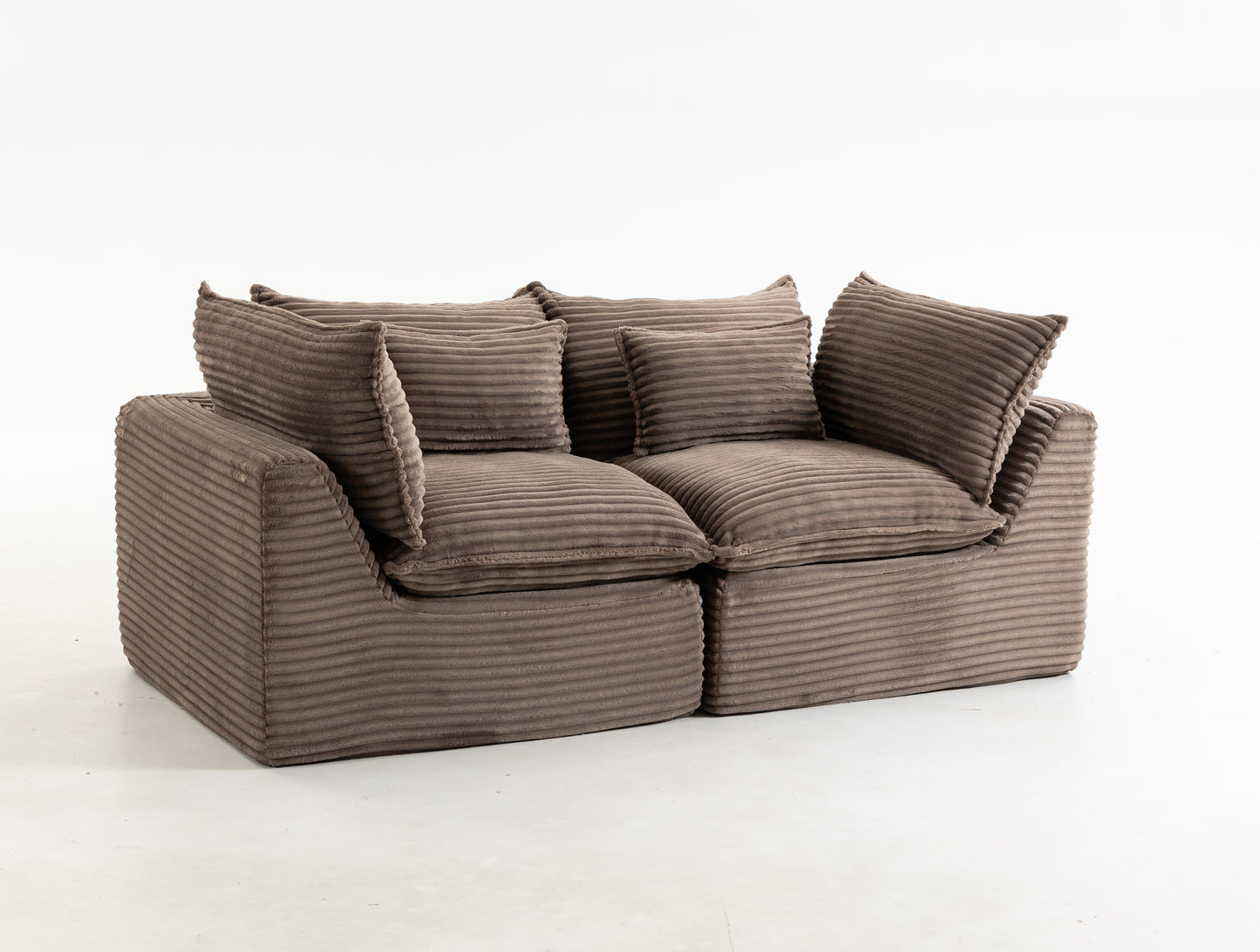 Modular Sectional Sofa - Oversized 2-Seat Cloud Couch in Khaki