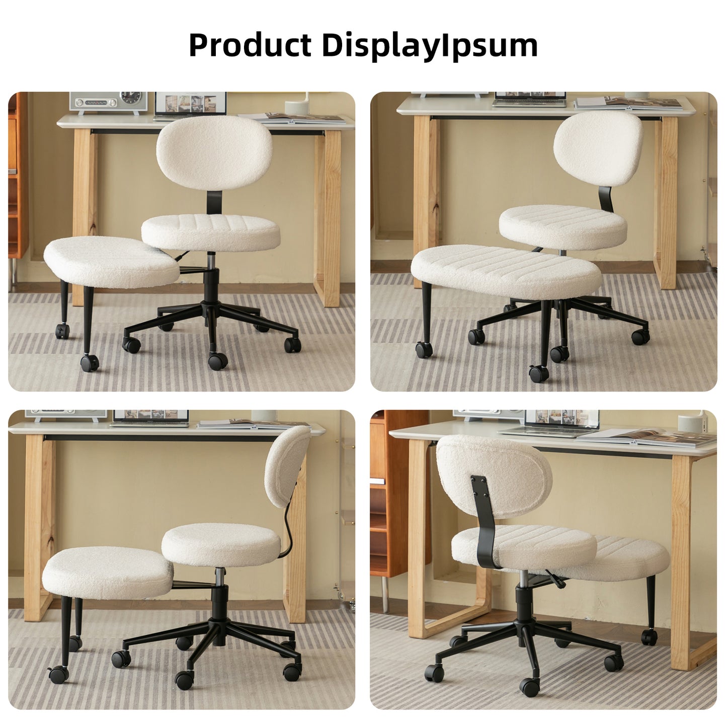 Ergonomic Cross Legged Office Chair - Swivel Meditation Design, White