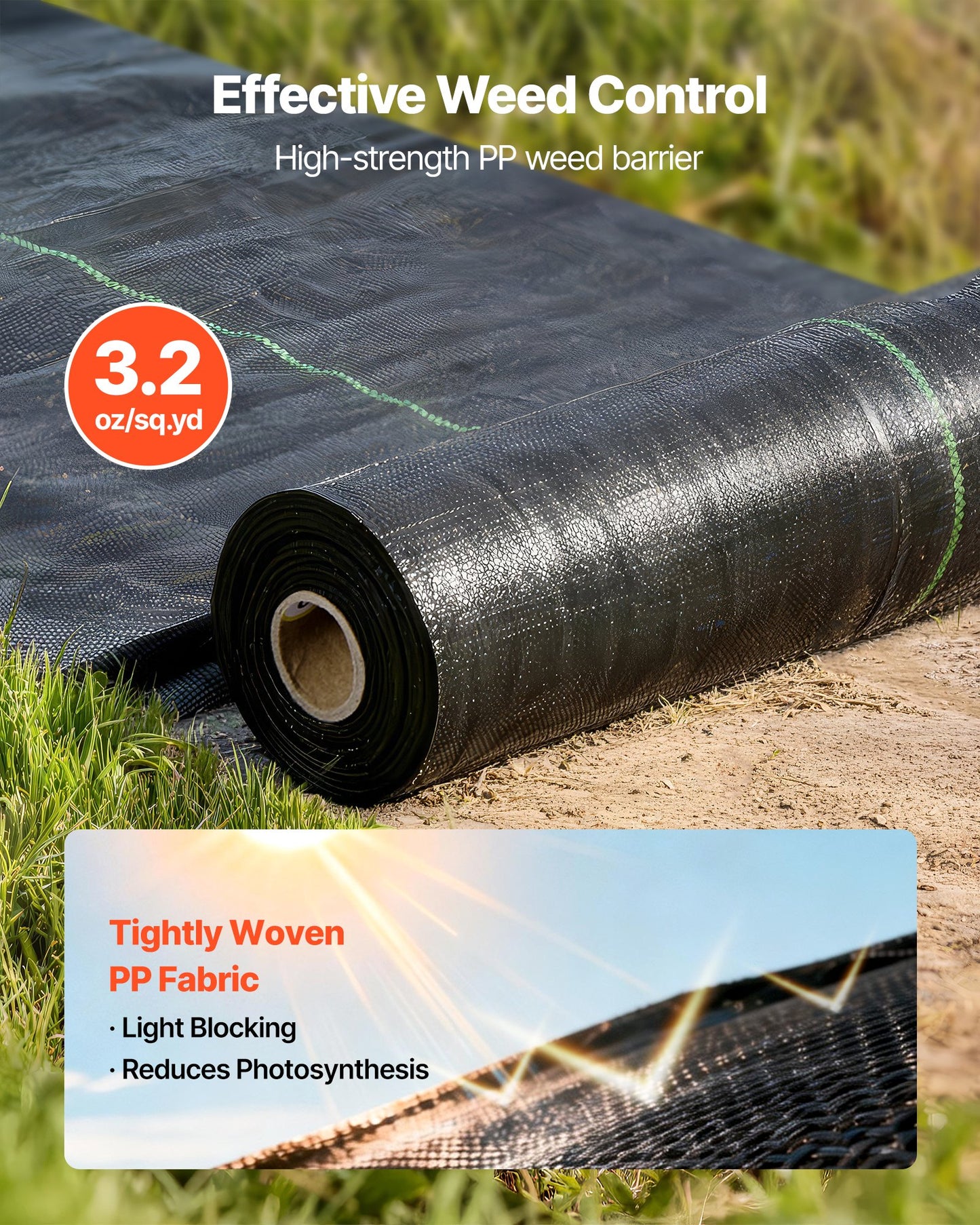 Heavy Duty Weed Barrier Fabric 1.3x100FT Landscape Ground Cover for Gardens