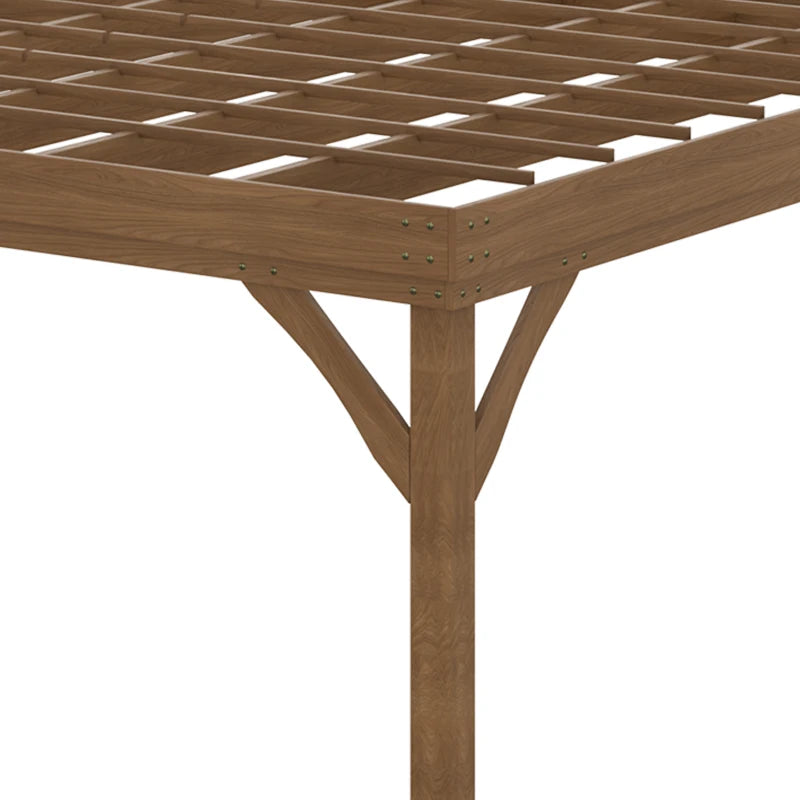 Outdoor Wooden Pergola 10x12 ft Grape Vine Gazebo with Concrete Anchors - Brown