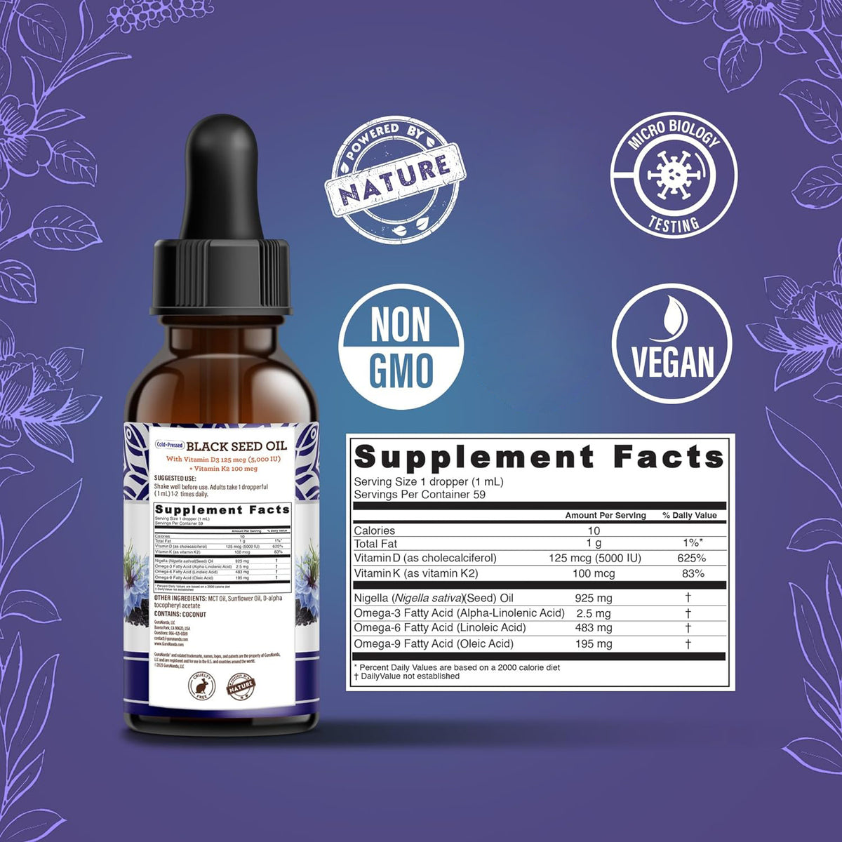 Black Seed Oil Drops - 60ml Liquid Supplement